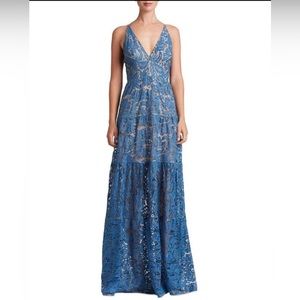 Dress the Population Blue Lace Midi Dress (S)